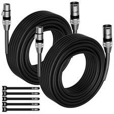 2-Pack DMX Stage Lighting Cable 25FT, 3 Pin XLR Male to Female Cable, Compati...