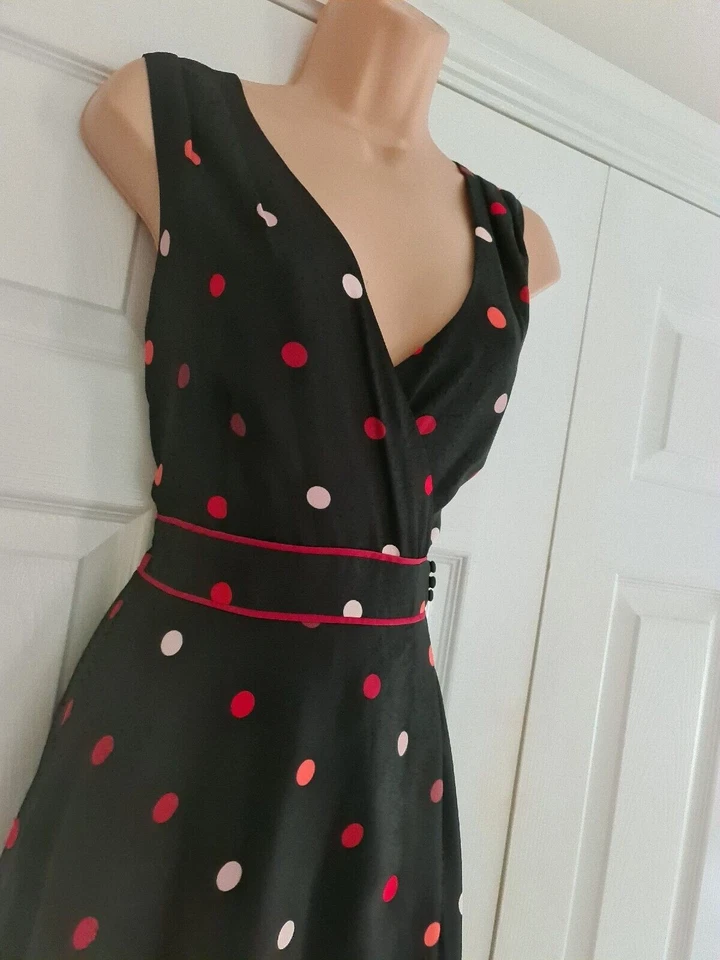 ✨MONSOON Jayne Multi Spot Fit Flare Party Evening Occasion Dress Size 16 - Image 2 of 3