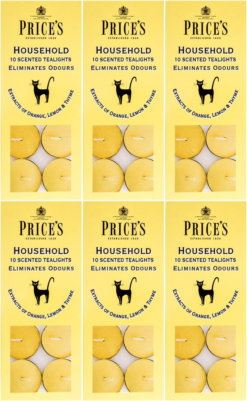 60x Price's Household Pet Tealights Scented Candle - Eliminates Cooking Odour