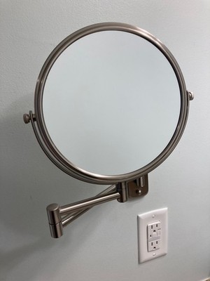 Jerdon 8'' Extendable Wall Brushed Nickel Mounted Makeup Mirror Closeup