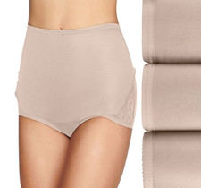 Vanity Fair Lace Nouveau Nylon 3 Pack Brief Panty Beige Size 11/4XL 9359