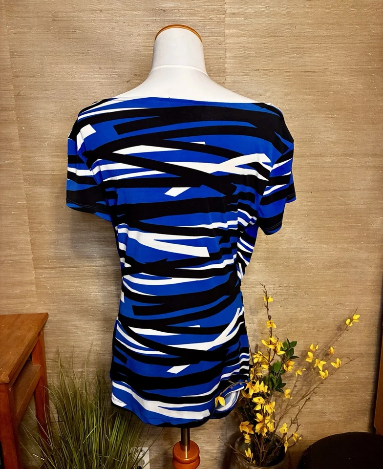 Top De Colección New York & Company Y2K Nylon Talla Grande Azul Escote Cortina Años 90 2000 Foto 2 de 3