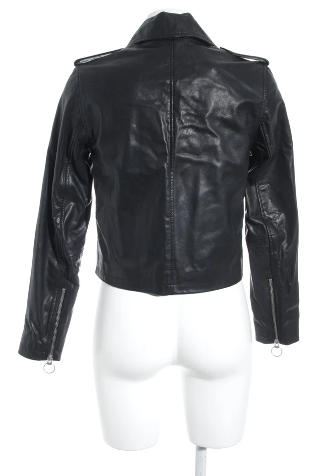 ASOS Chaqueta de cuero Mujeres Chaqueta Talla EU 34 negro Estilo ciclista - Imagen 2 de 4