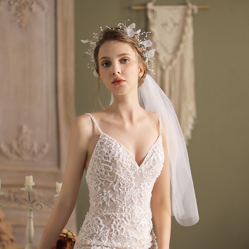 Headbands, Headpiece with Veil Bride Headdress Bridal Veils,Women Wedding Veils, - Picture 3 of 6
