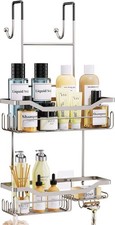 Hanging Shower Caddy Over the Door with Soap Holder, No Drilling Adhesive Shower