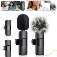 Lavalier Microphone Mic Wireless Clip w/Windjammer Video Recording Vlog Youtube