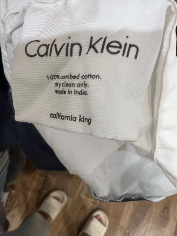 Calvin Klein California король кровать юбка синий 100% расчесанный хлопок 14» падение - Изображение 4 из 4