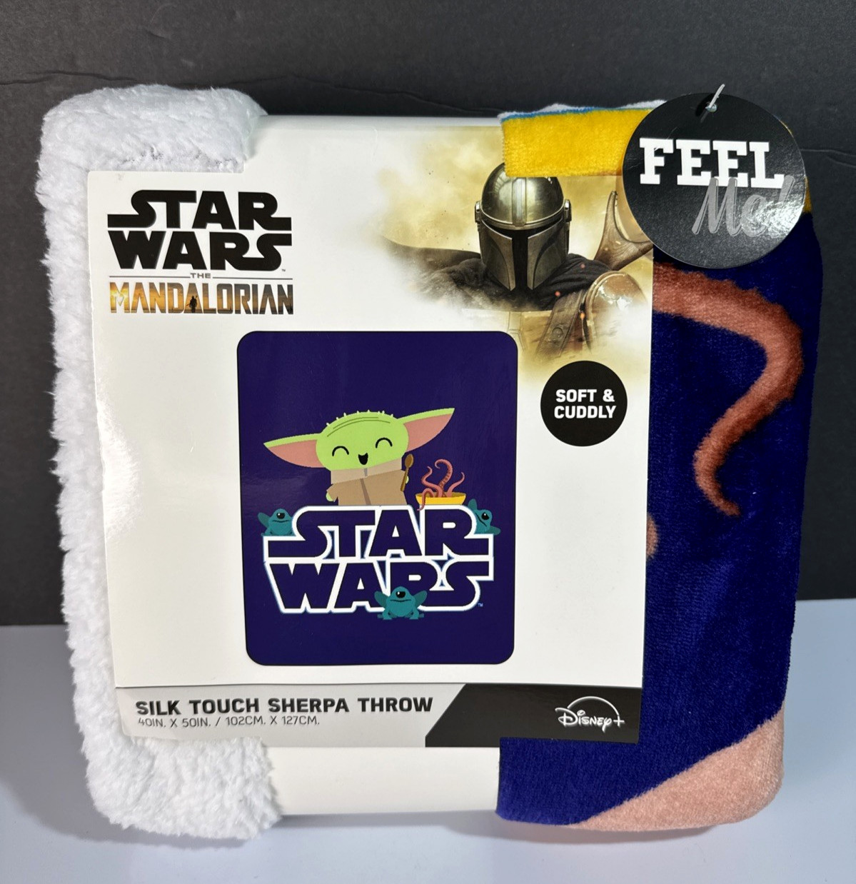 Star Wars Mandalorian Grogu Snack Is the Way Silk Touch Sherpa Throw 40x50 NWT