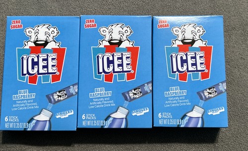 3x Icee Blue Raspberry Zero Sugar Free Drink Mix Lot of 3 Water ...