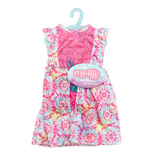 My Life As 18 Inch Doll Multicolor Romper Dress with Blue Rope Waist Bow