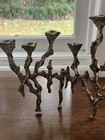 Vintage Brutalist Brass Hanukkah Menorah Wainberg Israel Artist 1950s -60s — photo 3