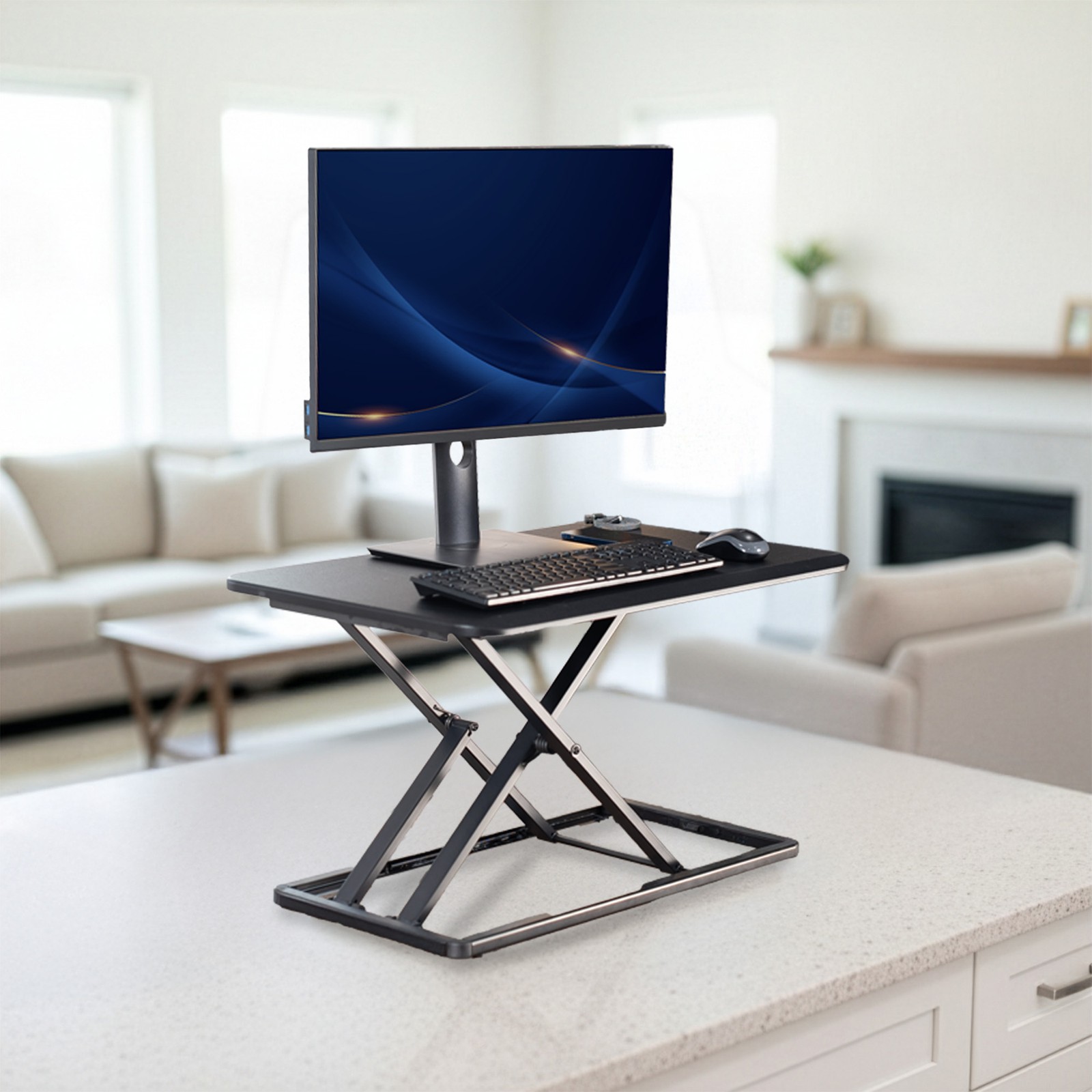 VIVO Economy Height Adjustable 29" Standing Desk Sit Stand Desktop Monitor Riser