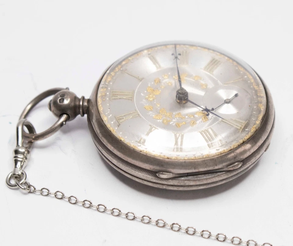 Rare 1860's  Antique Silver 925 Open Face Pocket Watch "RUNS" - Image 4 of 4