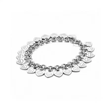 925 Sterling Silver Multi-Heart Tag Bracelet
