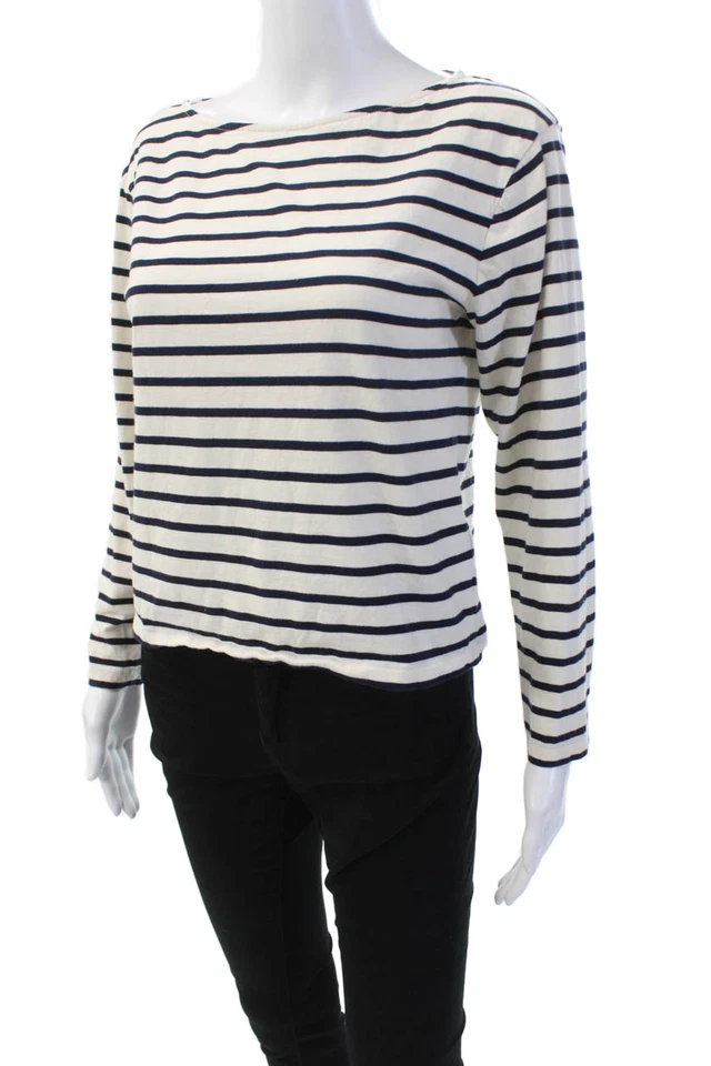 & Other Stories Top Mujer Algodón Manga Larga Cuello Redondo Rayas Blanco Talla S Foto 2 de 4
