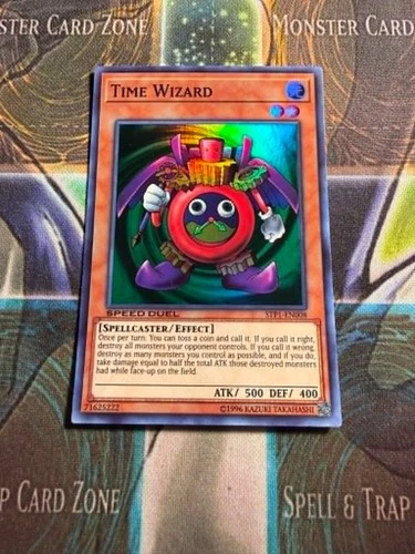 *** TIME WIZARD *** SUPER RARE HOLOGRAPHIC (ORIGINAL ART) STP1-EN008 YUGIOH!