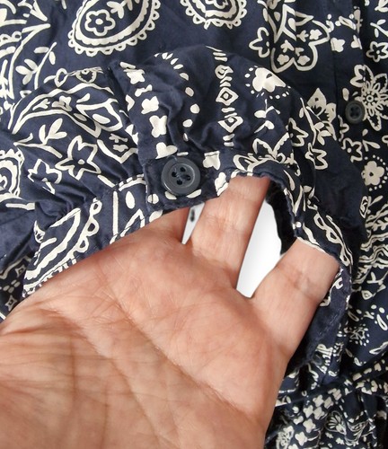 M&S Navy Paisley Print 3/4 Puff Sleeve Pure Cotton Tiered Maxi Dress Size 20 - Picture 7 of 16