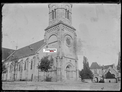 Schloss Pionier, Kirche, Foto Glasplatte, Negativ schwarz-weiß 9x12 cm Frankreich