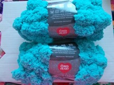 Red Heart Pomp-a-Doodle jumbo yarn, Aqua, lot of 2 14 yds ea 