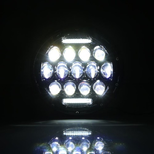 Black Slim 7 Inch Motorcycle LED headlight Round High Low Beam Headlight - Picture 9 of 9