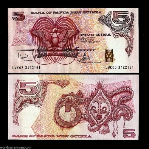 PAPUA NEW GUINEA 5 KINA P-27 A 2003 RARE 30th Any COMMEMORATIVE BIRD UNC NOTE - Picture 3 of 5