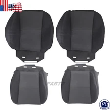 For 2007-2014 Chevy Silverado 1500 2500HD Bottom & Top Cloth Seat Cover Black