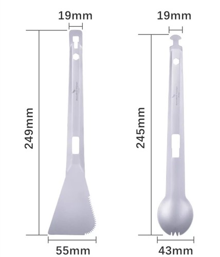 Titanium Alloy 2 in 1 Tong Spork Spatula Shovel Camping BBQ All-In-One Utensil - Picture 8 of 15