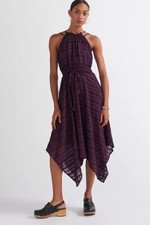 NWT Anthropologie Purple Halter MIDI Dress Size Large (Orig. $170)