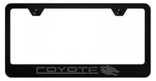 Black on Black Coyote Mustang 5.0 Premium Black Metal License Plate Frame