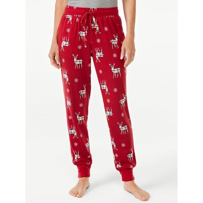 Women's JOYSPUN Size 3X 22W-24W Hacci Knit Sleep Jogger Pajama Pants Red NWT