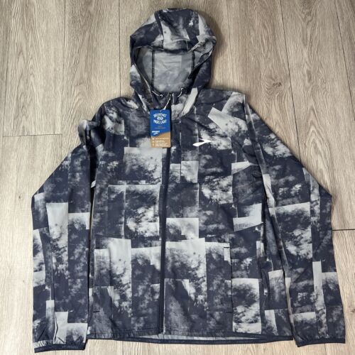 NWT BROOKS Canopy Jacket Concrete Cloud Dye Print Camo Ultra Light Men's Size XS