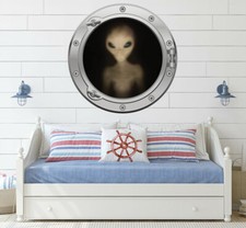 Large Small Porthole Self Adhesive Decal Sticker Silver Gold Alien ET