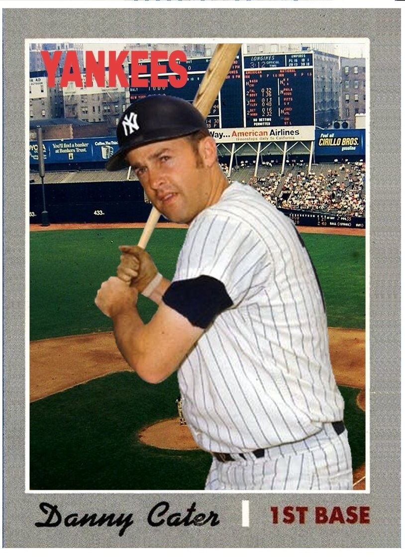 Danny Cater 1970 New York Yankees Custom Baseball Art Card