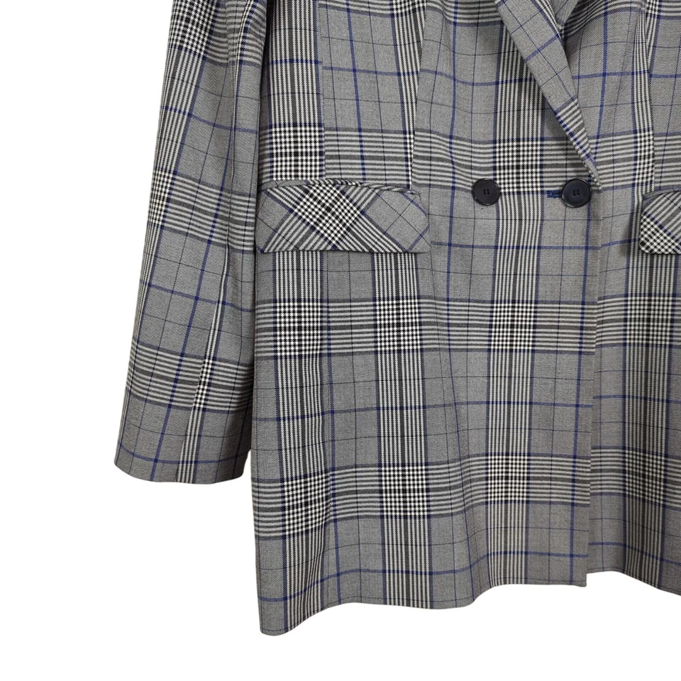 Blazer halógeno para mujer gris negro azul a cuadros doble botón talla XL Foto 4 de 4