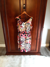 David Meister Women's Size 10 Sleeveless Belted Lined V-Neck Dress Groovy...