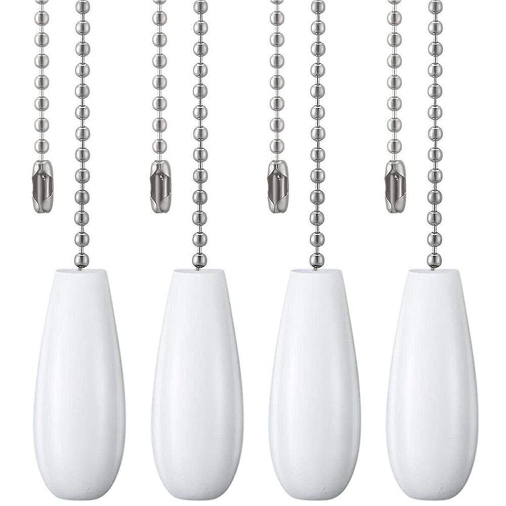 12-Inch White Wooden Ceiling Fan Chain Pull Extension Decorative Replacement-image