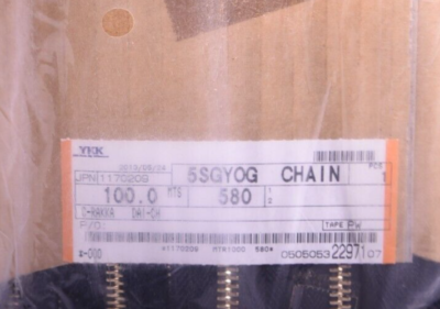 YKK 5SGYOG 580 Brass Metal Zpper Chain Full Rolls - Sealed 100M | eBay
