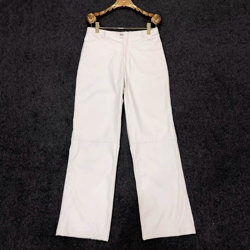 Men Classic Faux Leather Straight Leg Pants Punk Trousers Night Club Fashion New - Picture 22 of 24