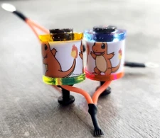 1" 8-32 Tattoo Machine 8 Wrap Coils Pokémon Charmander Rainbow Handmade Forward