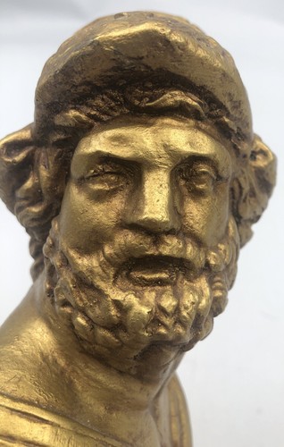 Vintage Bronzed Ajax Sculpture Mennelaus King of Sparta Bust Painted 9” - Picture 6 of 8