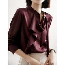 92 Silk 19mm Shirt Design Top Mulberry Silk Spring Women's Buttons Blouses New