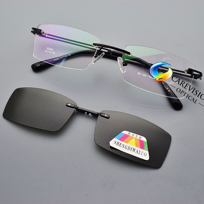2218 2 In 1 Magnetic Polarized Clip On Sunglasses Women Men Classic Plastic Frame For Night Driving Sunglasses UV400 - 200000297
