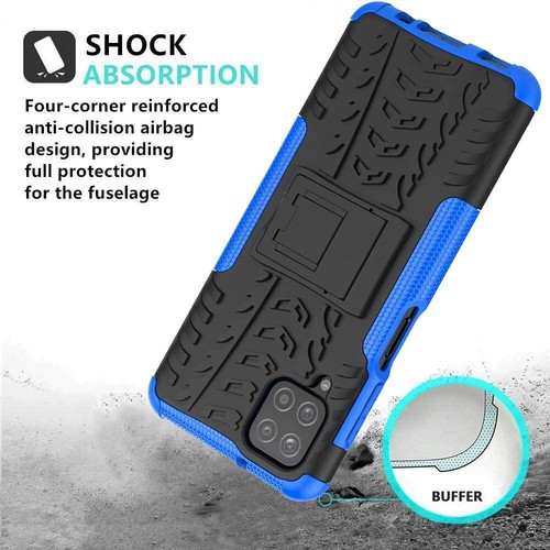 Samsung Galaxy A12 Case 6.5 Inch Shockproof Kickstand Dual Layer Blue Case Cover - Picture 5 of 11
