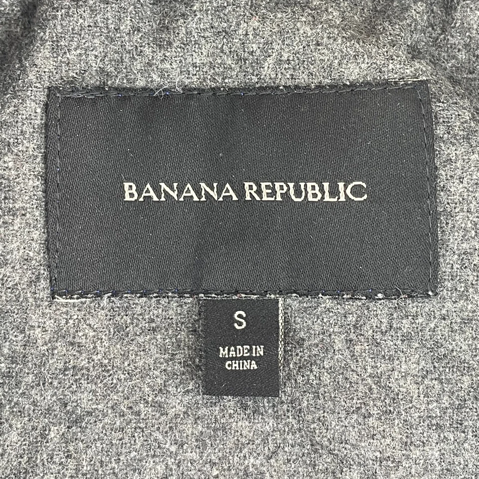 Banana Republic Puffer Vest Men Small Charcoal Grey Wool Blend Zip Snap Button - Image 2 of 4