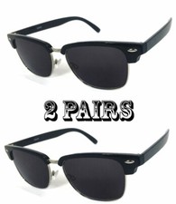 2 Pairs Combo Horned Rim Magnified Sun Readers Reading NOT BIFOCAL Sunglasses