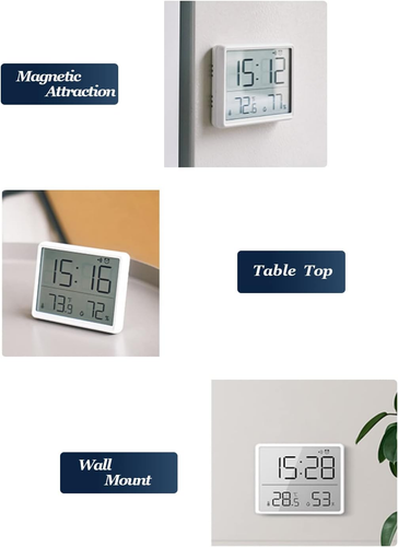 Smart Digital Alarm Clock, W/Magnetic Attraction, Indoor Temperature Humidity, - Picture 3 of 7