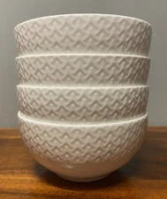 Set of 4 Mikasa LATTICE White Fruit Sauce Bowls Bone China Elegant Dinnerware