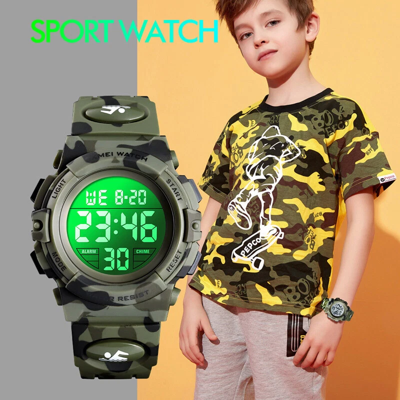 Waterproof Boy's Girl Sports Digital LED Watches Children Kids Alarm Wrist Watch - image 4 of 4