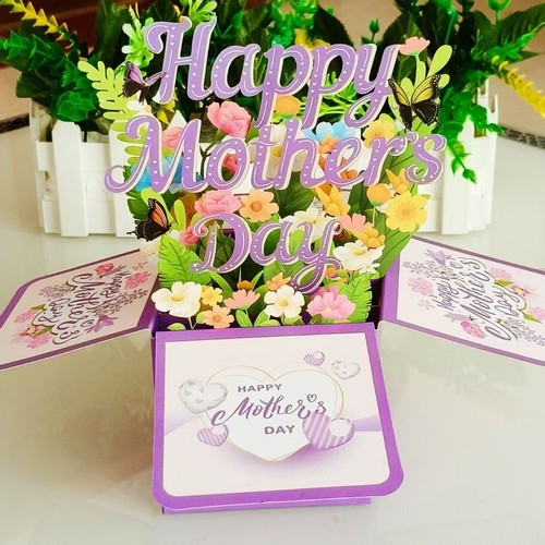 Creative Mother's Day Gift Greeting Card Flowers Pop Up Card Seasonal Decor - Picture 4 of 12