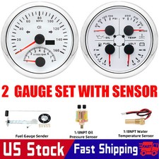 85mm White Gps Speedometer 0-160mph With Tacho 8000rpm 4 In 1 Gauge With Sensor